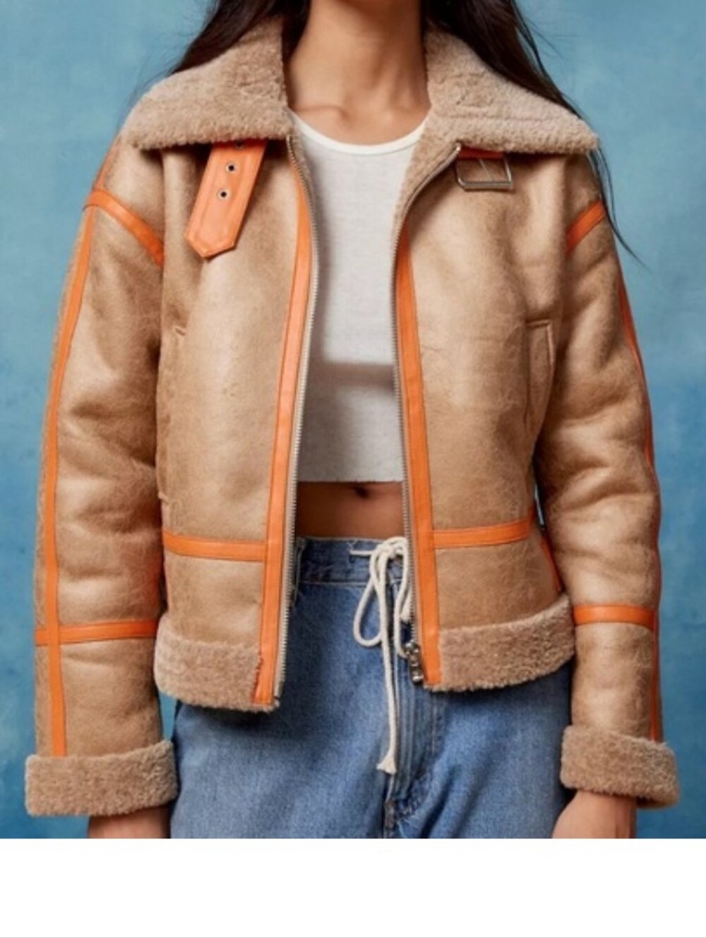 NWT$99 BDG August Faux Leather Cropped Aviator Women's Jacket Size: S